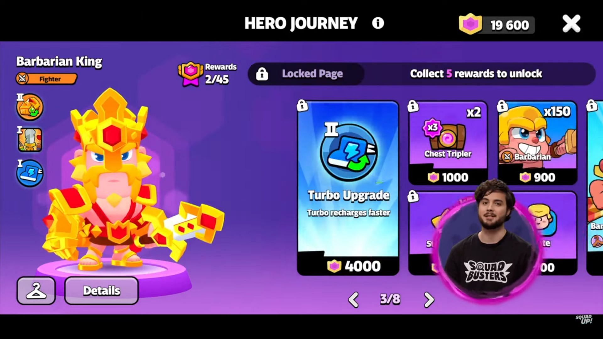 Hero progression tracker for Barbarian King (Image via Supercell)